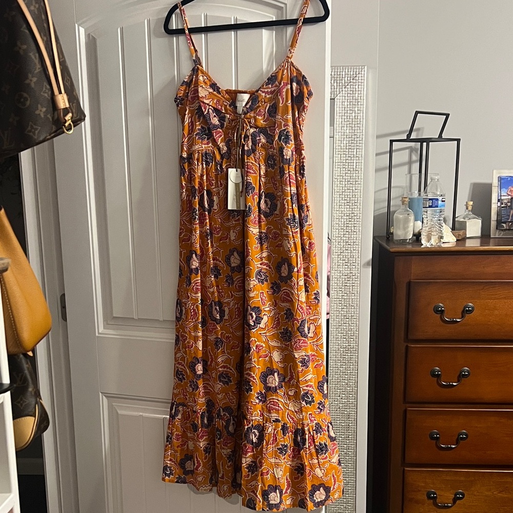 Cleobella Vibrant Orange and Purple Maxi Dress
